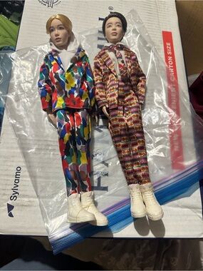 Collectible Kids Fashion Dolls in Multicolor & Brown Patterned Outfits